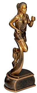 Henecka Leichtathletik-Pokal, Resinfigur Läufer Damen, Bronze, mit Wunschgravur, Größe 16,5 cm