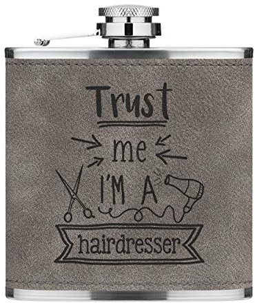 Trust Me I'M A Coiffeur 6oz Cuir PU Hip Flasque Gris Luxe
