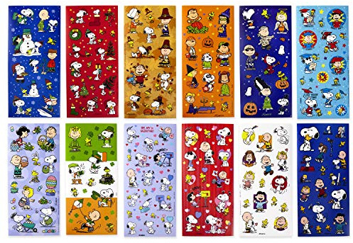 Hallmark Peanuts Stickers for Kids (Pack of 237 Stickers, 12 Sheets) for Easter, Back to School, Halloween, Holiday and More