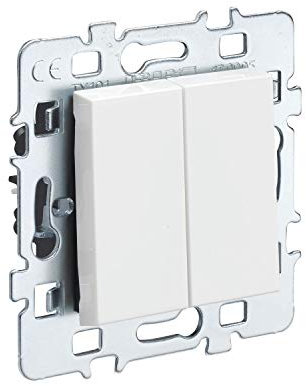 Interrupteur va et vient - Prises electriques Standard - Prise extra plate - Prise murale - Interrupteur va et vient sans Fil - Prise murale Casual Mecanisme Vv Double + Cache Blanc + Support Metal