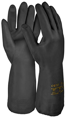 HandschuhMan. 1 Paar Schwarze Gummihandschuhe Neopren, lebensmittelgeeignet, Chemikalienschutzhandschuhe (10/XL)