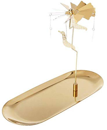 kerzenLeuchter，Gold Weihnachten magnetische Drehen Drehen Karussell Teelicht Kerze Halter Metall Stand Hochzeit Dekoration, Gold, 1 Kerzenständer