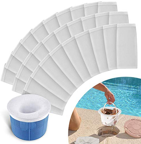 tEEZErshop Pool Skimmer Socken[30 Stück]Pool Skimmer Filter Dauerhafte Elastische Nylon Filter Skimmer Korb,Pool Filter Netz Filterschoner Einhängeskimmer für Entfernt Blätter Pollen Abschaum Schlick
