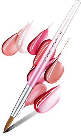 Aokitec Acrylic Nail Brush for Acrylic Powder, 14# Nail Brush for Acrylic Application, 100% Oval Kolinsky Sable Nail Brush, Nail Art Painting Tool