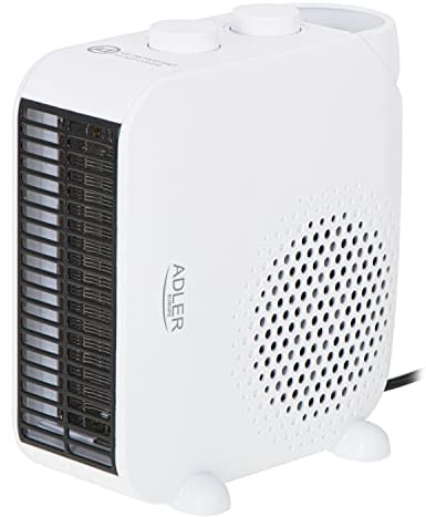ADLER EUROPE AD 7725w Thermoventilator 2000W Heizlüfter mit Thermostat, Gebläsefunktion, Überhitzungsschutz, 2 Heizstufen, Weiß