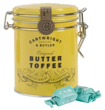 Cartwright et majordome | Bonbons au caramel au beurre | Boîte de bonbons au caramel anglais | Récipient en Métal Caramel au Beurre - 130 Gr. | Bonbons au caramel mou | Caramel au beurre salé