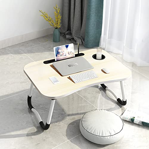 Tavolino da Letto Avorio Colazione Pieghevole Tavolo Letto Regolabile e Portatile per Laptop PC Supporto Notebook Computer Tablet 60x40x28cm (Avorio)