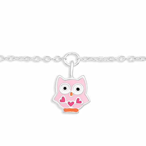 Monkimau Armband Damen Silber mit Eulen Anhänger aus 925 Sterling Silver Owl Bracelet Women Charm Armkette Schmuck Geschenke für Kinder Mädchen Frauen