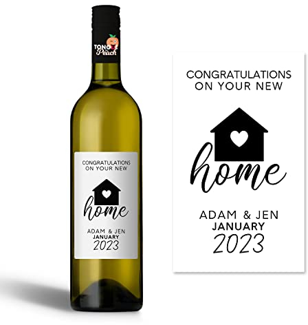 Etiqueta para botella de vino - Felicitaciones en tu nuevo hogar - Botella de vino personalizada - Casa nueva - WBL78