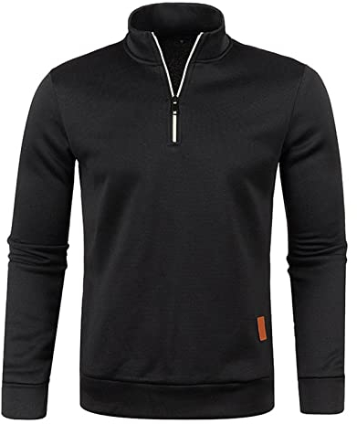 HAOLEI Mens V Neck Jumper Sale Clearance 1/4 Zip Fleece Lined Pullover Regular Fit Autumn Winter Velvet Sweatshirt Sweat Tops UK Size 10-20