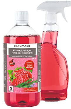 EASYmaxx Allzweckreiniger-Konzentrat Himbeer-Rosmarin 1.000ml mit Sprühflasche für 50 Liter Reiniger | Schmutzlösekraft für alle Flächen, ideal für Kochfelder, Grillroste, Backöfen | MADE IN GERMANY
