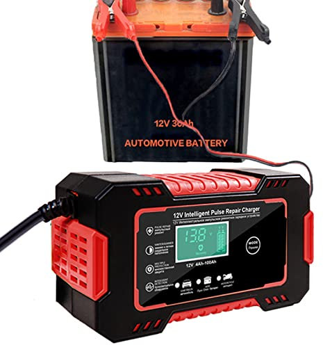 Nicoone 12V 6A Car Battery Charger Car Pulse Repair Charger with LCD Display for Wet AGM Gel Battery, Easy to Use