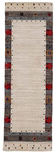 carpetfine Wollteppich Gabbeh Vida Läufer Multicolor 75x240 cm | Moderner Teppich für Wohn- und Schlafzimmer