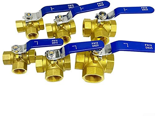 Dreiwegeventil Interner Thread Kugelhahn Absperrventil Messing für Wasser Öl- Luftleitungen DN20 T type