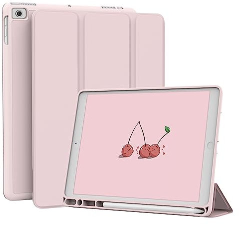 Lornpa Case for iPad mini 5 2019 / iPad mini 4 2015, Mini 3 2 1 - Protective Slim Folio Case with Pencil Holder & Auto Wake/Sleep, Trifold Smart Stand Cover for iPad mini 5/4/3/2/1 - Pink