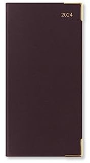 Letts Roma Slim Wochenansicht mit Terminen 2024 Leder Tagebuch - Burgund