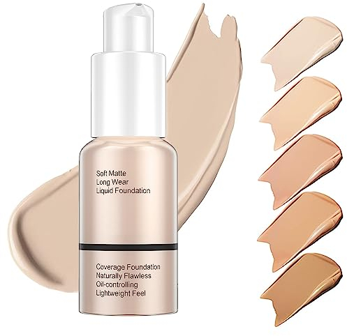 Foundation, 30 ml Full Coverage Foundation, Concealer Flüssige Foundation Full Coverage Flawless Cream Glatte, 24HR Matte Oil Control Concealer Make up,101 Porcelain