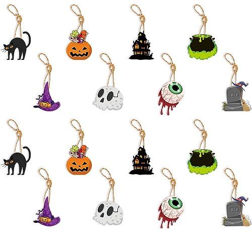 Style-2 Halloween Tree Tag Decoration - Witch Hat Spiders Bats Pumpkin Ghost Ornaments for Home Decor; Perfect for Halloween & Thanksgiving Parties
