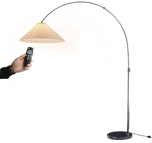 ANKBOY Moderne Bogenlampe Stehlampe Wohnzimmer, Stehleuchte LED Dimmbar Mit Fernsteuerung,Floor Lamp HöHenverstellbar,E27-Fassung (Weiß) Nachttischlampe (Dimmbar)