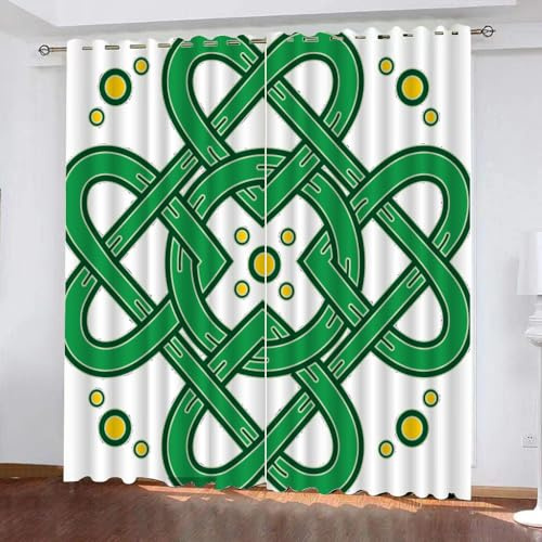 WIKINGER Gardinen mit ösen 2er Set B 110 X H 95 cm Keltischer Knoten Vorhang Blickdicht Kälteschutz Schallschutz Verdunkelung Wärmeisolierende Vorhänge für Wohnzimmer Schlafzimmer