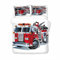CTQTZ Feuerwehrauto Bettwäsche-Set für Kinder 135x200 Feuerwehrauto Auto Kinder bettwäsche Bettbezug und Kissenbezug 80x80cm Karikatur Rote Feuerwehr Bettbezug mit 1 Kissenbezug