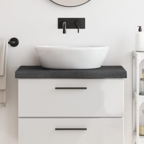 JUNZAI Encimera de baño Madera Maciza tratada Gris Oscuro 80x40x6 cm, Encimera Cocina, Tablero para Mesa, Encimera Lavabo, Muebles De Baño - 3156214