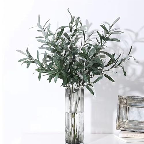 Künstliche Olivenzweige für Vasen, 71,1 cm, Olivenbaumzweige, künstliche Grünstiele, Dekoration für Tafelaufsätze, Blumenarrangements, Vasen (ohne Olivenfrüchte), 3 Stück