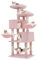 MoNiBloom Arbre à Chat de 147,3 cm avec 2 niches pour Chats, Tour à Chat avec griffoir, Tour d'escalade avec 3 hamacs, Arbre à Chat pour Chats d'intérieur, Rose Doux