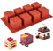 CLUEWR Stampo quadrato in silicone, 5,1 x 5,1 x 5,1 cm, stampo antiaderente per torte mousse, cioccolato, tartufo, cubetti di ghiaccio
