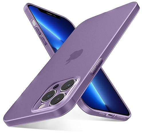 QLTYPRI Ultra Thin Case for iPhone 15 Pro Max with Full Coverage Camera Protection, Translucent Matte Slim Lightweight Soft Silicone TPU Bumper Shockproof Phone Case Cover for iPhone 15 Pro Max–Purple