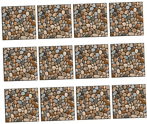 MAGICLULU 20pcs Retro Pebble Floor Sticker Decorations Mosaic Tiles Adhesive Floor Tiles Non-slip Home Decor Accessories