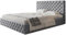 AlpiMeble Polsterbett Miami Slim mit Kopfteil, 120 x 200 cm, Doppelbett mit Bettkasten und Lattenrost aus Holz, Farbe: Grau, Velourestoff