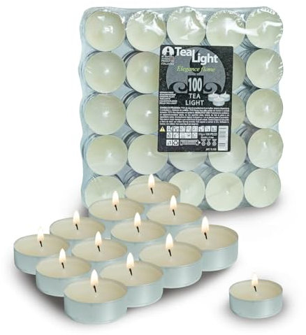 DETERMONDO 200 Tealight Candele Bianche Antigoccia Tea Light Candele Non Profumate Lumini con Durata di 4 Ore