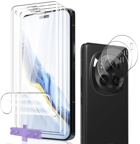 Phlleyaa Protection Décran Pour Honor Magic 6 Pro Film Flexible TPU 3 Pièces + Caméra Arrière Protecteur 3 Pièces,sans Bulles,Facile à Installer Pour Honor Magic 6 Pro Verre Trempé
