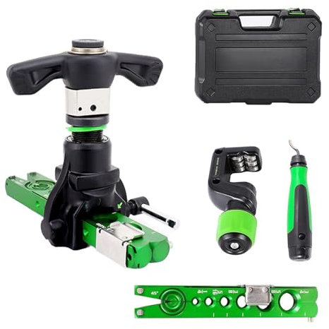 TOOSOA Abocardador Aire Acondicionado,Manual-Eléctrico de Doble Uso,Abocardador Métrico-Pulgada 6-19MM para Tubo de Cobre y Tubo de Aluminio, con Cortador y Escariador