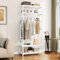YITAHOME Coat Rack Stand with Shoe Storage, Floorstanding Hall Tree with 2 Shelves Industrial Clothes Rail Garment Rack Clothing Storage Shelving Unit for Entryway Hallway Bedroom Living Room, White