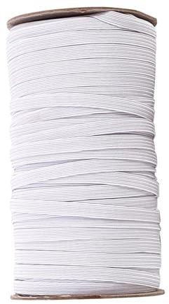 White Flat Elastic 6mm x 10m - Premium Quality Stretch Elastic Band for Sewing, DIY Crafts, and Face Masks - Easy to Cut and Use