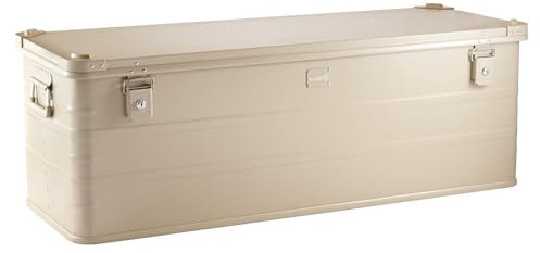 Alubox Alukiste abschließbar E159S SAHARA sand beige - Premium Lagerbox 159 Liter - Materialstärke 1mm - Deckel mit Aluminium Druckguss Stapelecken und Gummidichtung - inklusive Schlösser - lackiert