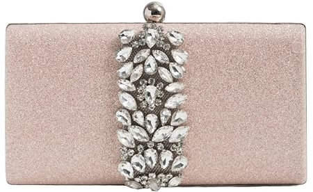 MICHELLE MOON Handtasche Damen Klein Elegant mit Glitzer | Abendtasche Beige | Clutch Beige für Hochzeit, Party und besondere Anlässe | Handtasche Beige Elegant mit abnehmbarer Schulterkette