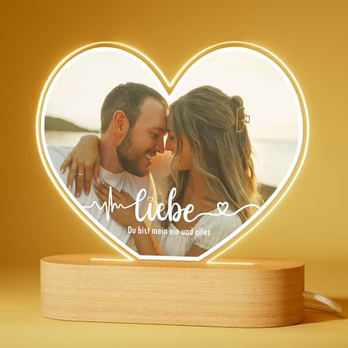 Personalisierte Geschenke Liebe - Geschenke Partner Jahrestag Paare Couple - Geschenk für Sie und Ihn Valentinstag - Acryl-Bilderrahmen mit optionalem LED-Sockel