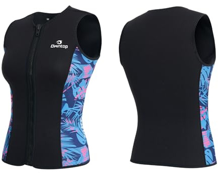Owntop Ärmellose Neoprenanzug Oberteil Damen | 3mm Thermische Neoprenweste | Neoprenanzug Jacke | Warm Bequem | Surfen Schnorcheln Schwimmen Tauchen | Schwarz&Rot M