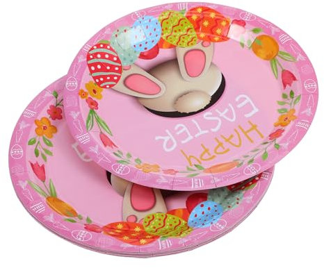 MAGICLULU Lot De 10 Assiettes En Carton De Pâques De 23 Cm Décorations De Fête Sur Le Thème Du Lapin Vaisselle De Pâques Collations De Fête Décorations