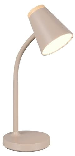 Reality Leuchten LED Tischleuchte Pongo R55831143, Kunststoff Warm beige, Holznachbildung, inkl. 4.5 Watt LED, Flexarm
