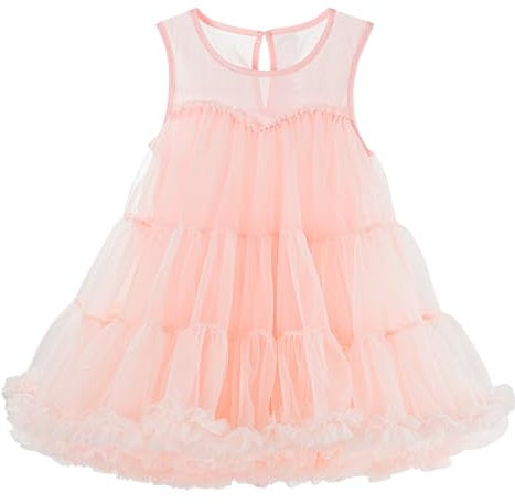 LACOFIA Robe Tutu Fille Robes Princesse d'été à Volants Multicouches en Tulle Décontractée Fête pour Enfant Rose 2 Ans