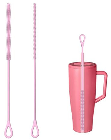 SUNNIFLY 2 Stück Silikon Strohhalm Bürste, Extra Lange Reinigungsbürste 250mm, zur Reinigung von Glasstrohhalmen, Flaschenhalmen, Edelstahlhalmen, Becherdeckeln (6mm+9mm)