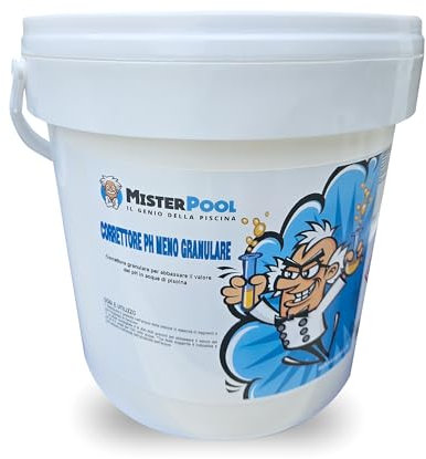 MISTERPOOL. Correttore PH Meno Granulare, Riduce Il Valore Del PH Nell'Acqua Delle Piscine, A Rapida e Completa Dissoluzione, Formato da 8Kg