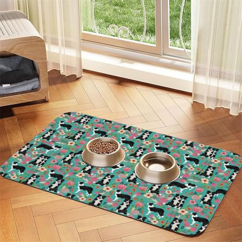 Malteser Hund,wasserdichte Futtermatte für Haustiere, Tischsets für Katzen und Hunde für Futter und Wasser, Futtermatten aus PU-Leder,40x60cm