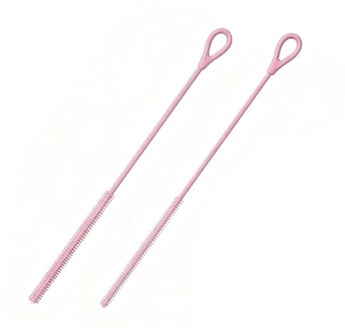 Silicone Straw Cleaner Brush, 2Pcs Reusable Straw Brush with Non-Slip Handle (6mm, 9mm)