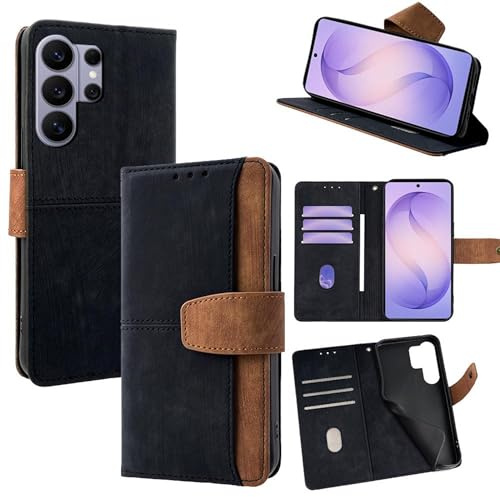 Wigento Klapp Hülle für Samsung Galaxy S26 Ultra 5G, RFID Schutz, Kartenfach, Standfunktion, TPU stoßfest, präzise Aussparungen Handyhülle (Schwarz)