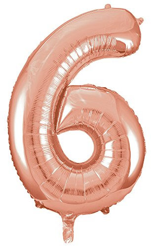 Rose Gold Number 6 Shaped Large Foil Balloon (86cm) 1 Piece - Perfect for Birthday Parties and Special Events